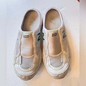 New Balance 801 Slip-On Mules Slides Cream/Teal Women’s Size 7 Everday Essential